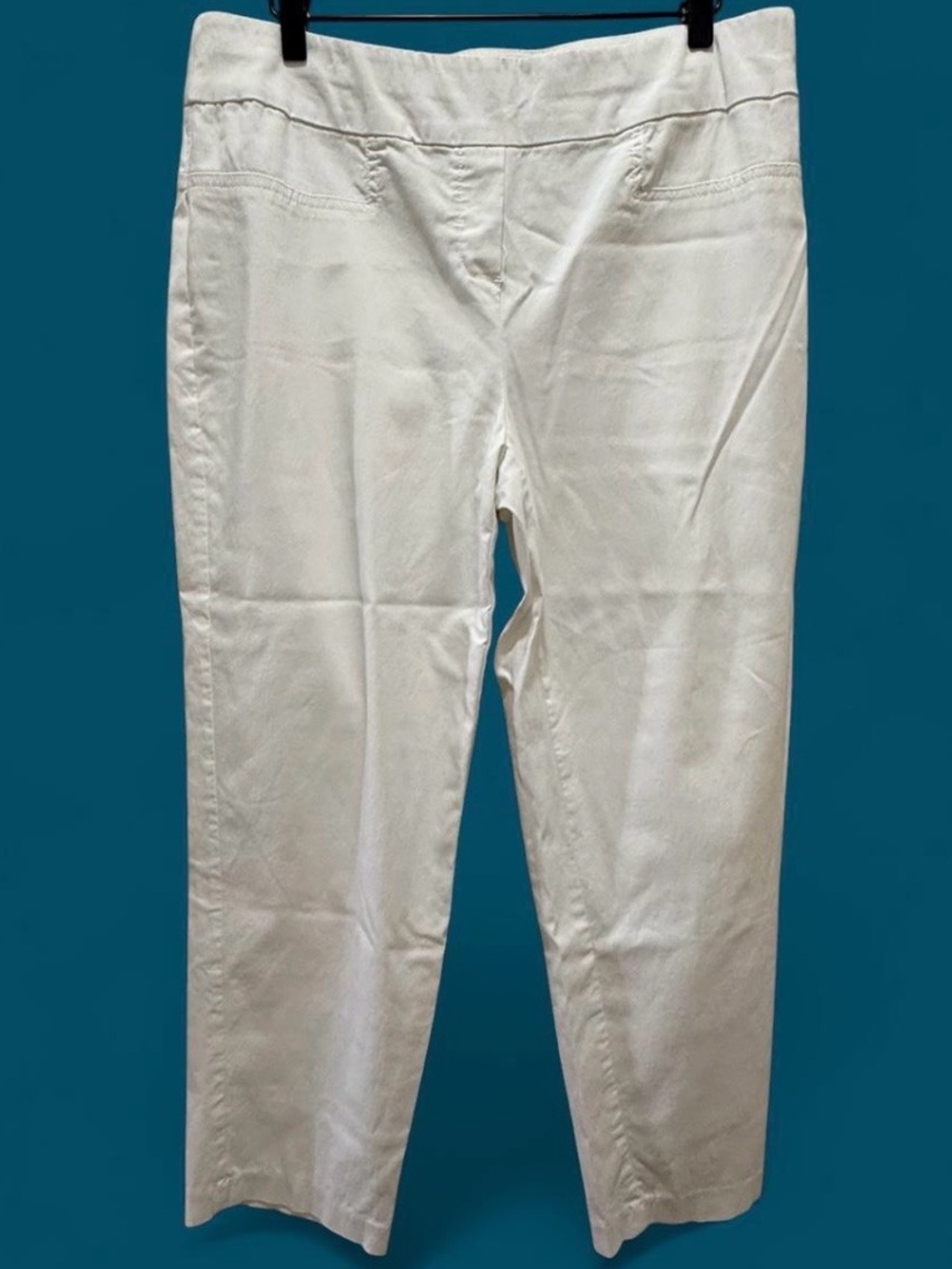 Women’s Straight Legged Alfred Dunner Elastic White Cropped Pants Workwear 12